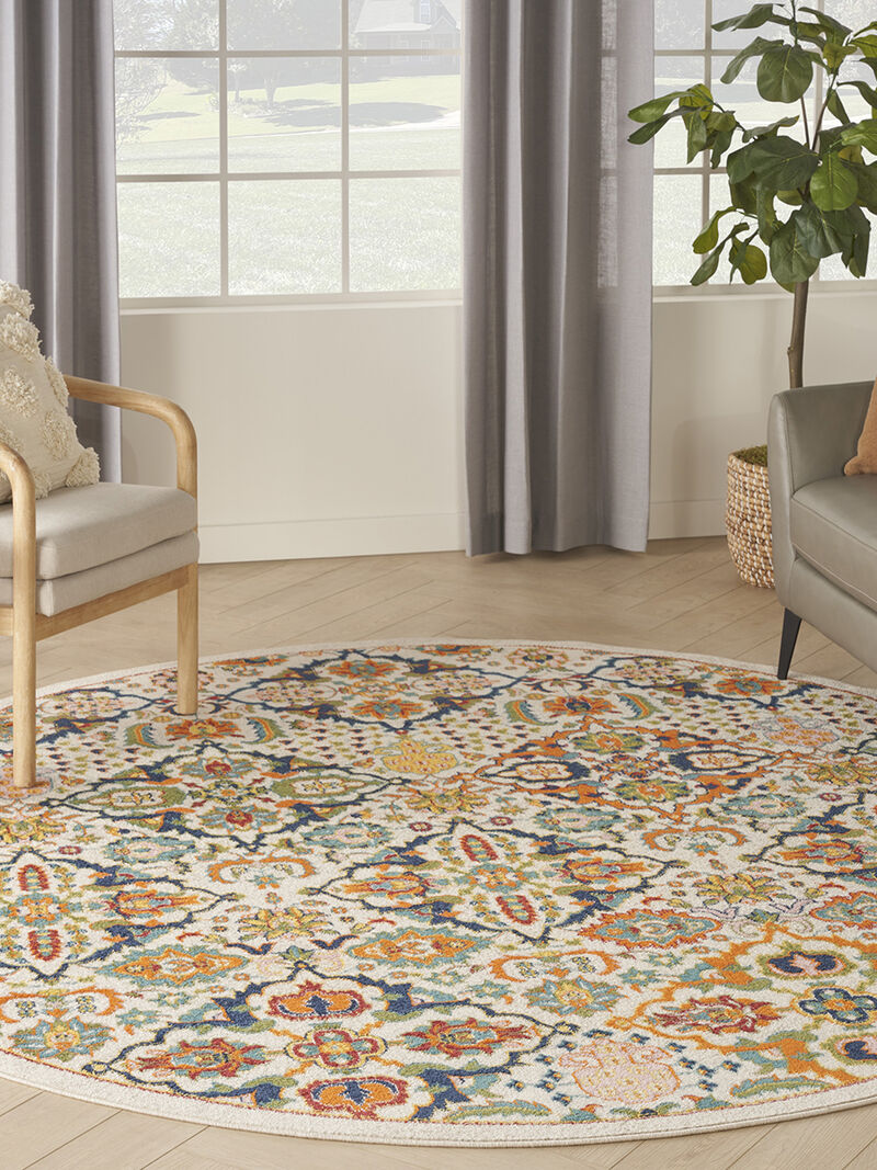 Allur ALR03 Ivory/Multicolor 5'3" x Round Rug