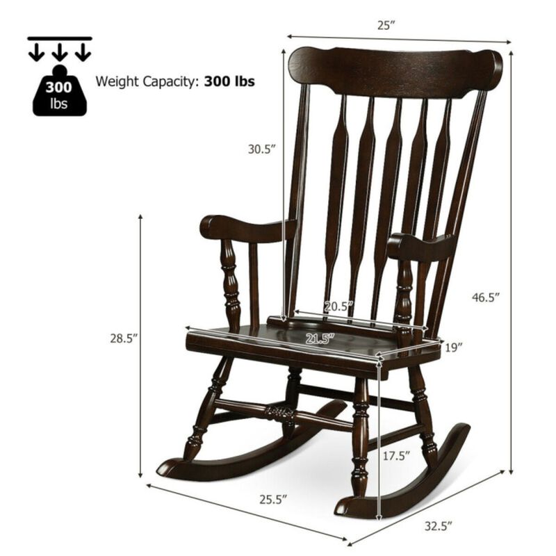 Rocking Chair with Solid Wooden Frame for Garden and Patio-White