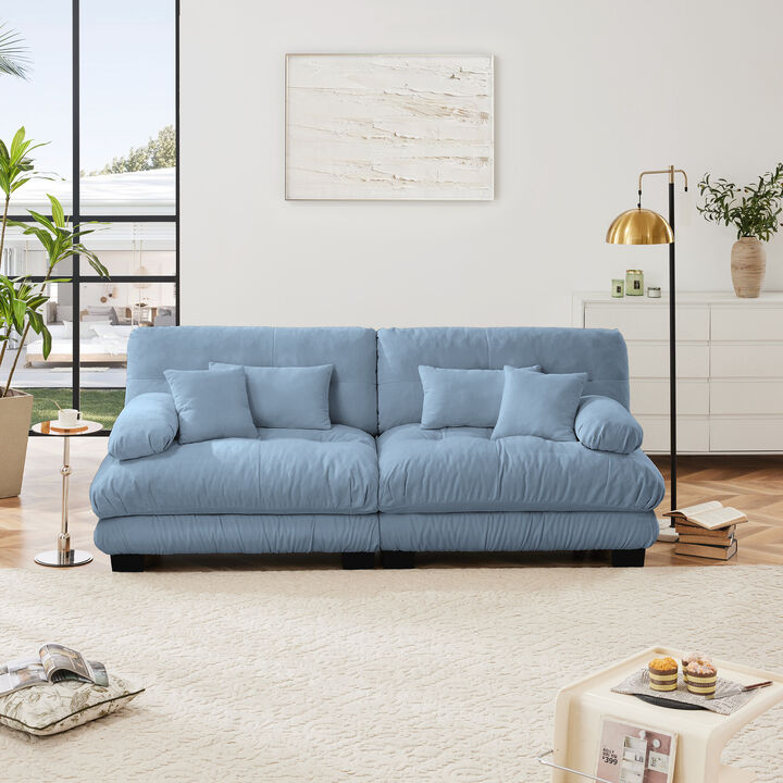 2-Seater Cloud Couch for Living Room, Chenille Fabric Sofa with 2 Lumbar & 2 Throw Pillows, High-Resilience Foam