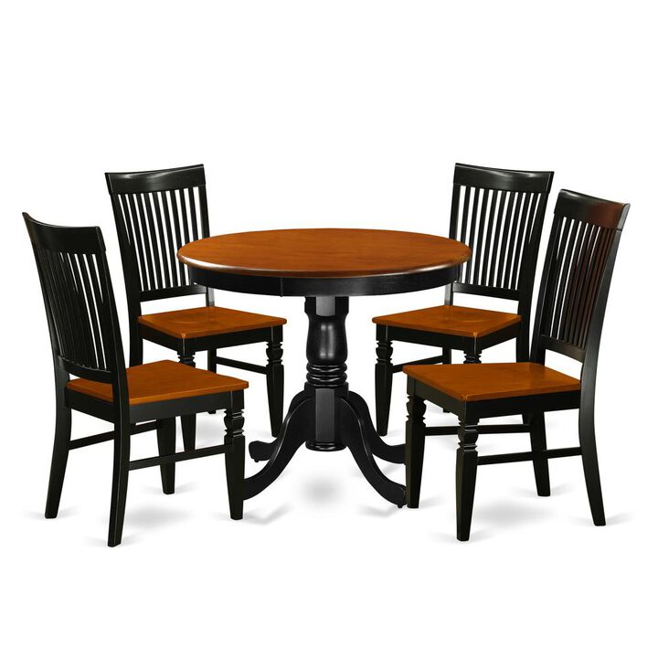 East West Furniture Dining Room Set Black & Cherry, ANWE5-BCH-W