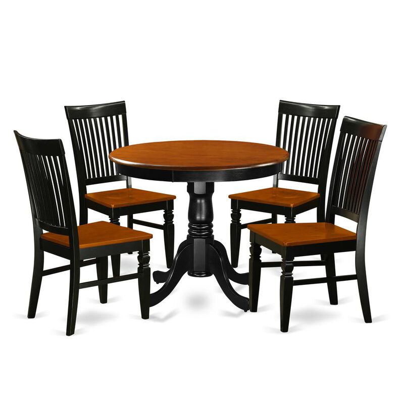 East West Furniture Dining Room Set Black & Cherry, ANWE5-BCH-W