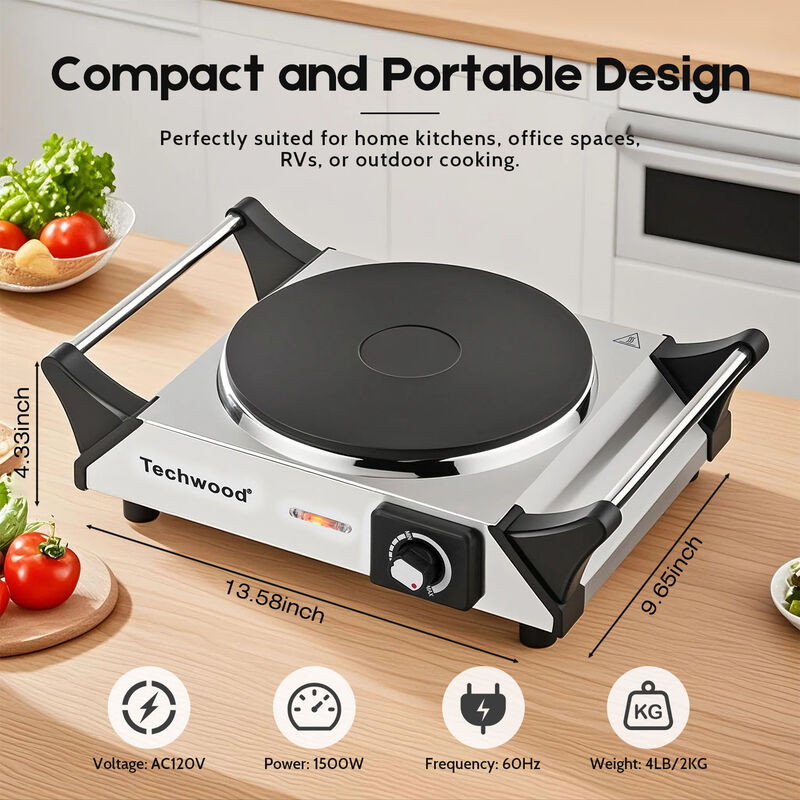 Techwood Hot Plate, Electric Stove for Cooking, 1500 Watts Electric Hot Plate, Temperature Controls, Power Indicator Lights, Easy to Clean image number 2