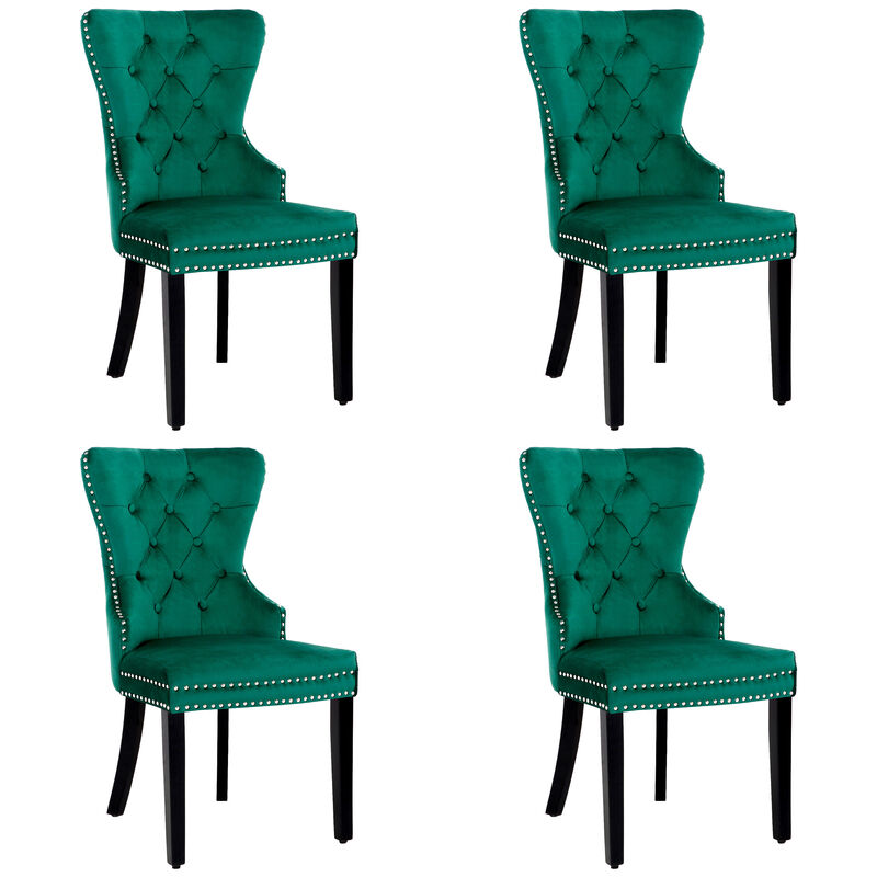 WestinTrends Velvet Upholstered Tufted Dining Chairs (Set of 4)