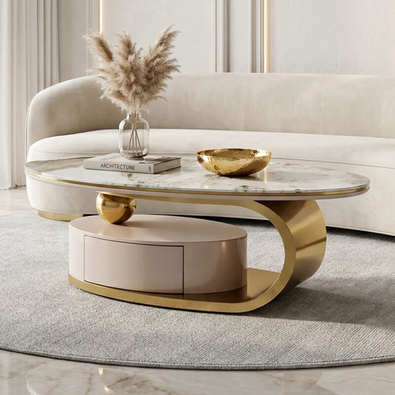 Nopfal Temptered Glass Oval Coffee Table image number 1