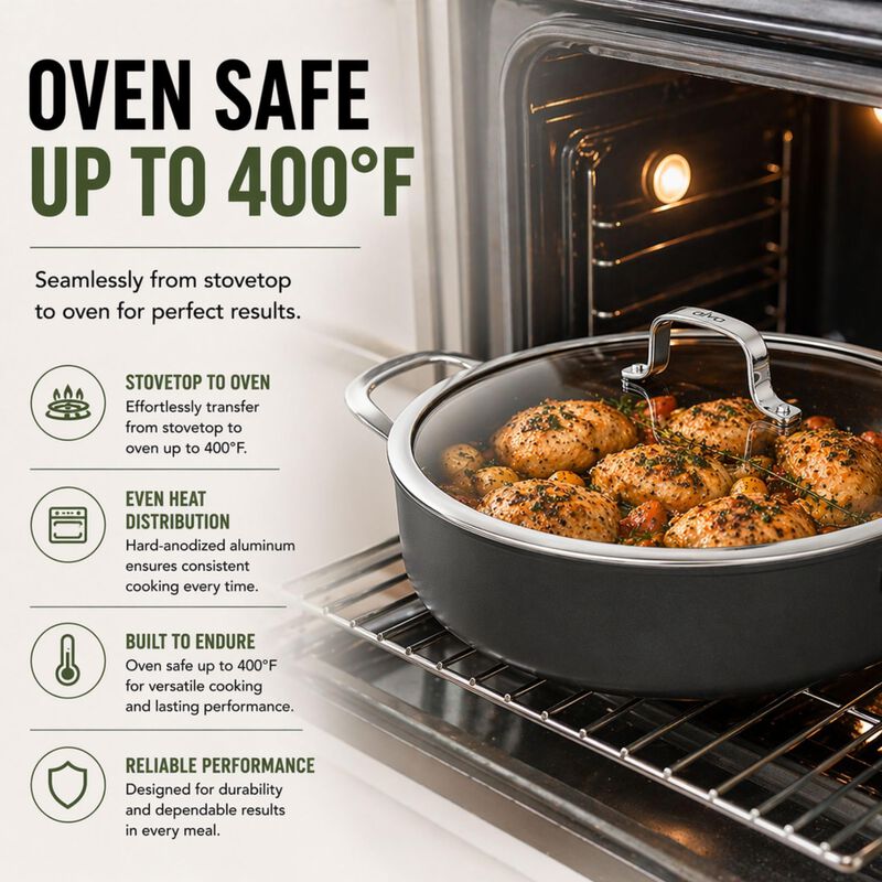 Alva Maestro Nonstick Ceramic Saute Pan with Glass Lid 4Qt. - Easy to Clean, Oven Safe and Made without PFAS, PFOA & PTFE - Induction and All Stovetop Compatible with Even Heat Distribution image number 9