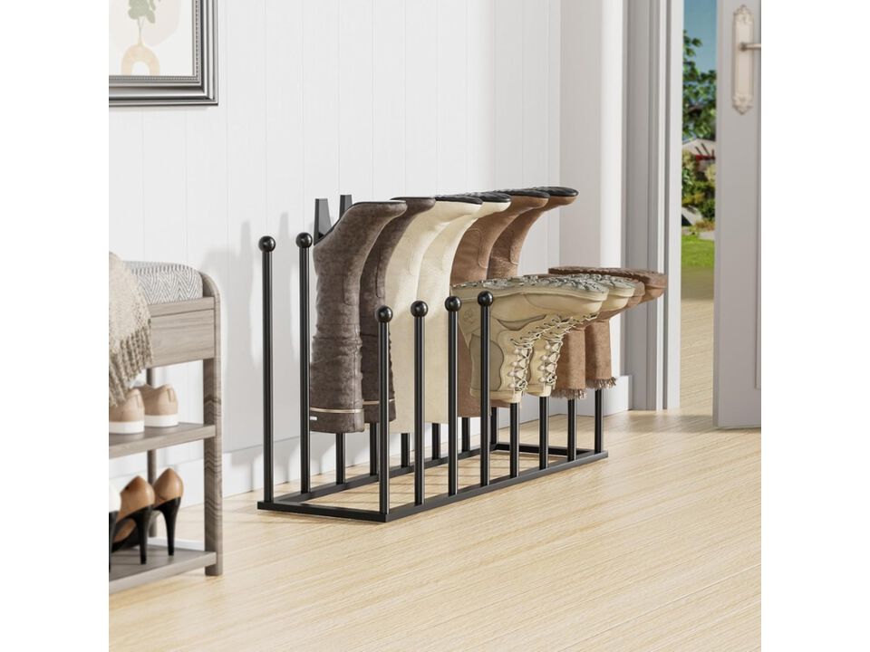 Entryway Metal Shoe Organizer Closet Storage Black Standing