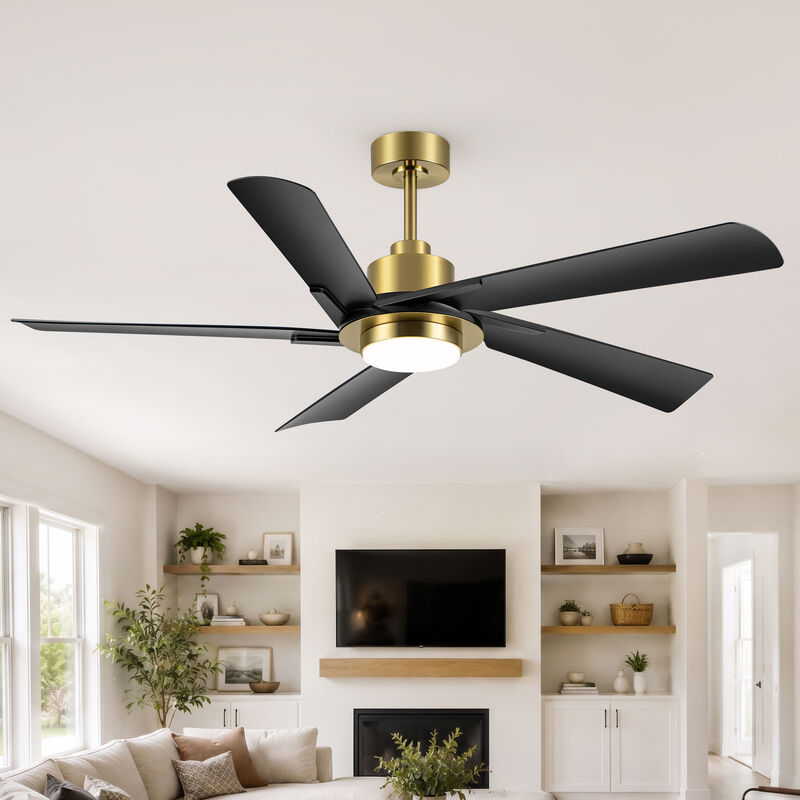 Breezary 60In LED Ceiling Fan with Light, DC Motor, 5 Blades, 6 Speed, Reversible Quiet Modern Ceiling Fan image number 1