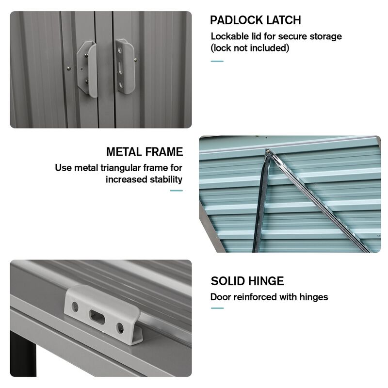 Garbage Bin Shed Stores 2 Trash Cans Metal Outdoor Bin Shed for Garbage Storage image number 4