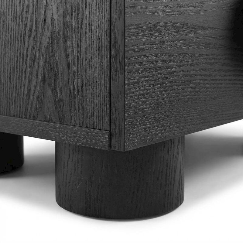 Black 2-Drawer Nightstand with Modern Design and Sturdy Construction image number 5