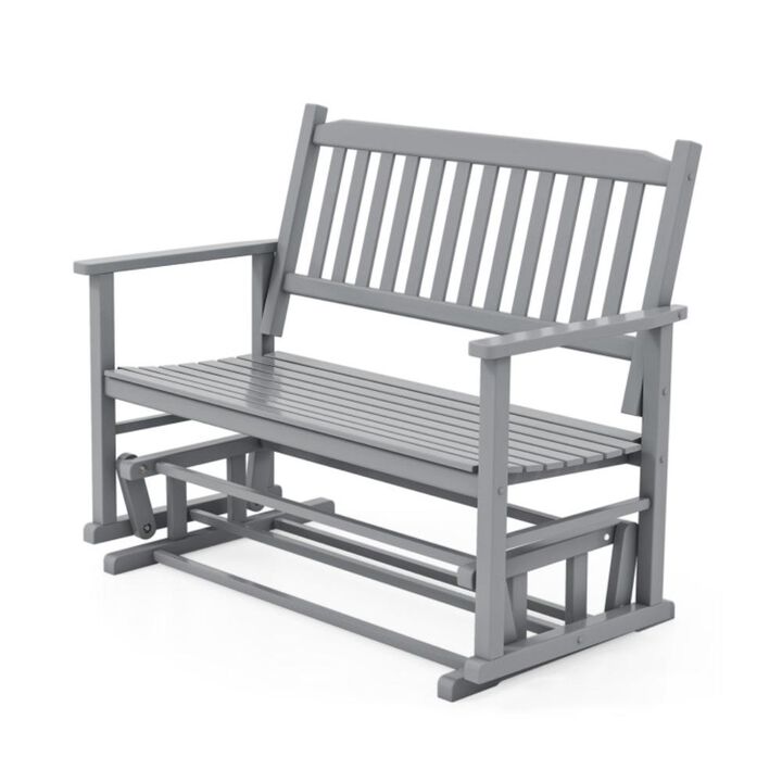 Hivvago 2 Seats Outdoor Glider Bench with Armrests and Slatted Seat
