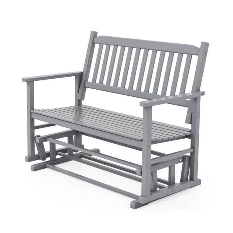 Hivvago 2 Seats Outdoor Glider Bench with Armrests and Slatted Seat