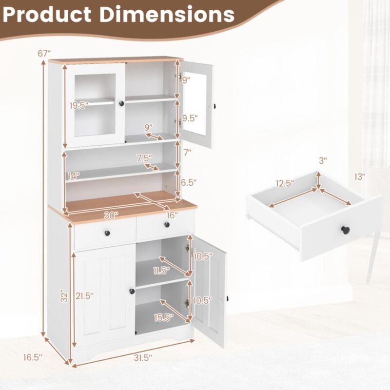 Hivvago Pantry Cabinet with 2 Removable Shelves
