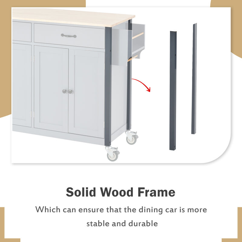 Whisen Modern Wood Kitchen Island with Spice Rack and Drawers - Mint Green