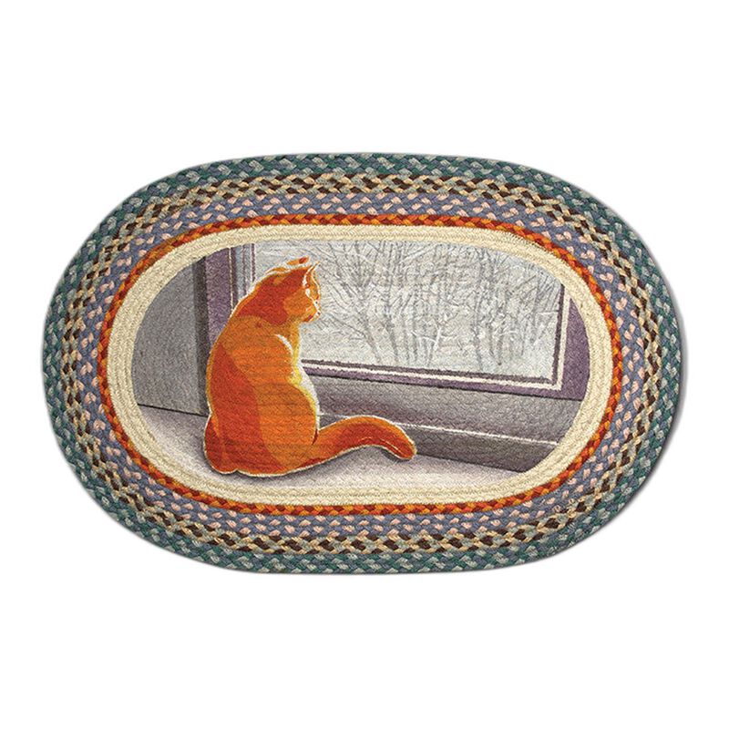 Earth Rugs Op-250 Winter Cat Oval Patch 20 X 30 image number 0