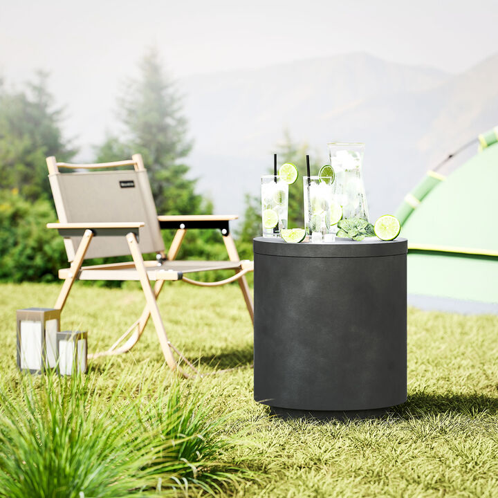 Hivvago 2.6 Gal Concrete Cooler Bar Table with Ice Bucket and Storage