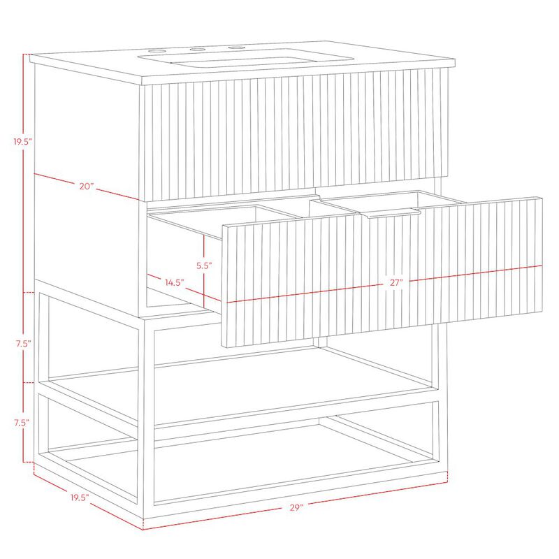 Meridian Furniture Monad White Bathroom Vanity