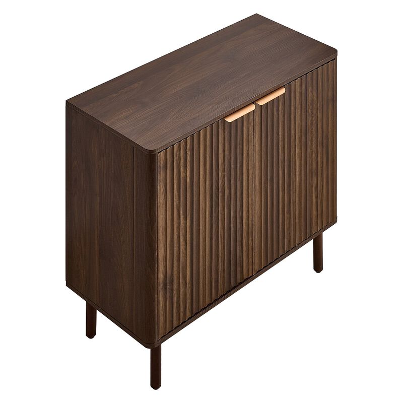 Mid Century Coffee Bar Cabinet with Fluted 2-Tier Storage image number 3