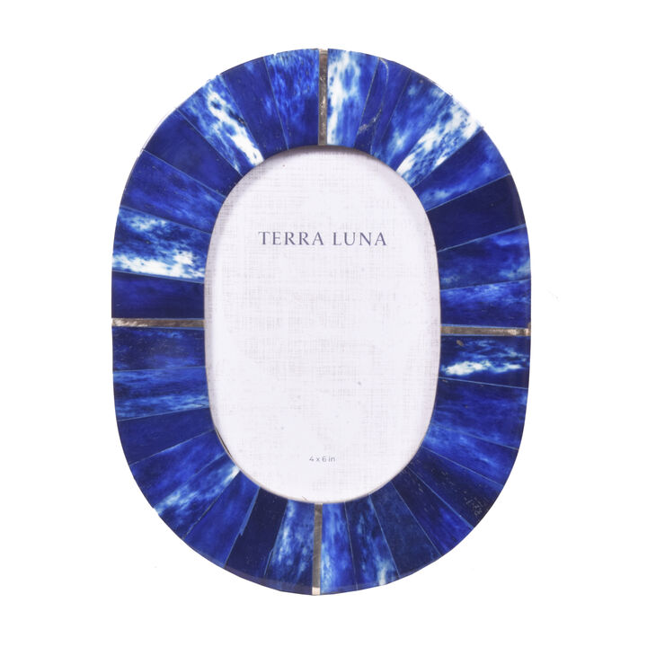 4x6" Oval Brass Inlay Frame, Blue
