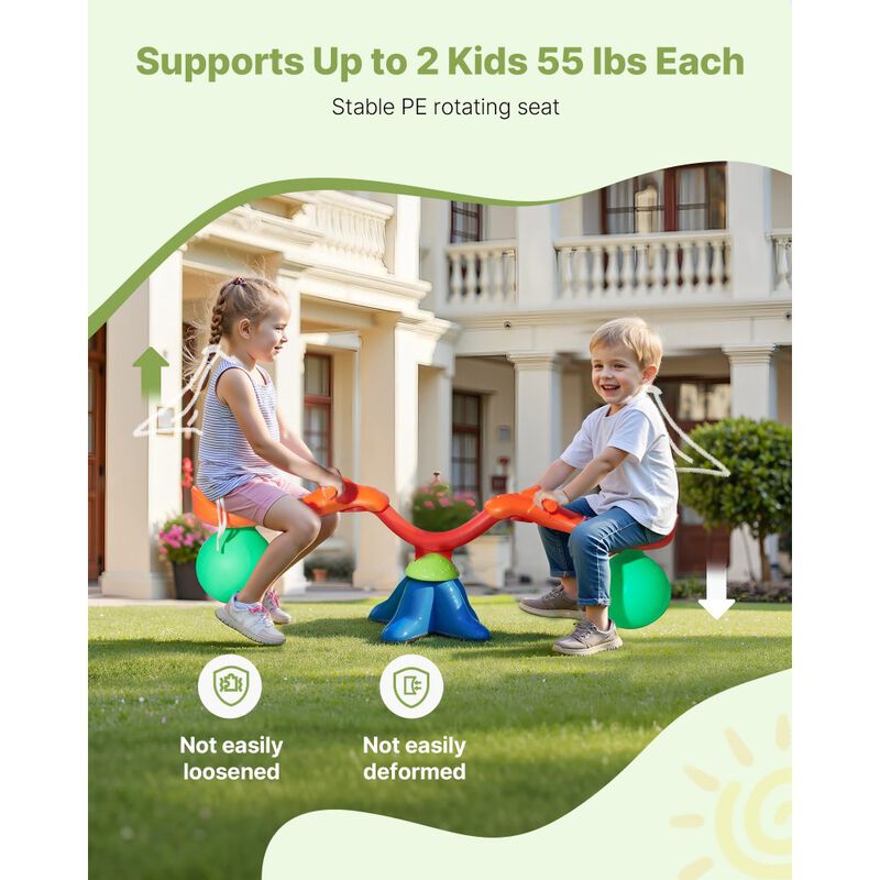 Outdoor Kids Seesaw Sit & Spin, Swiveling Teeter Totter with Handles, Ages 3+ image number 6