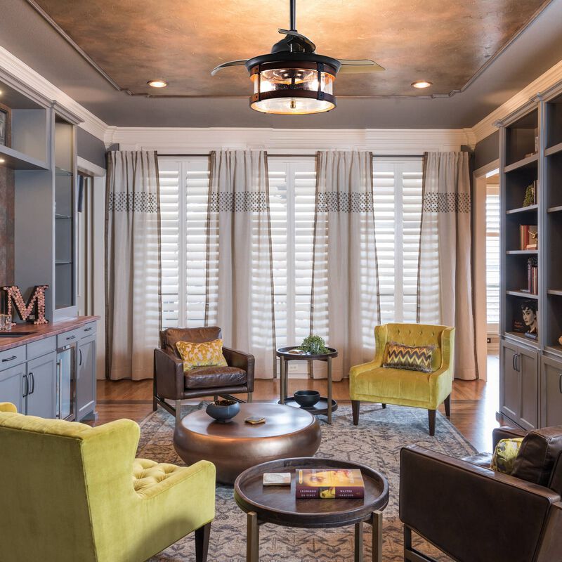 36 in. Industrial Retractable 3 Blades Ceiling Fan Chandelier with Remote