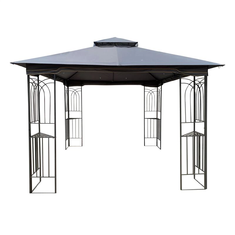 Outdoor Patio Gazebo Canopy Tent with Ventilated Double Roof and Mosquito Net; Gray