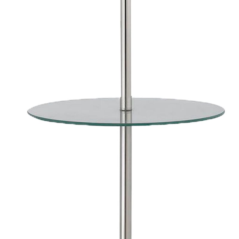 Metal Round 3 Way Floor Lamp with Spider Type Shade, Silver and Brown - Benzara