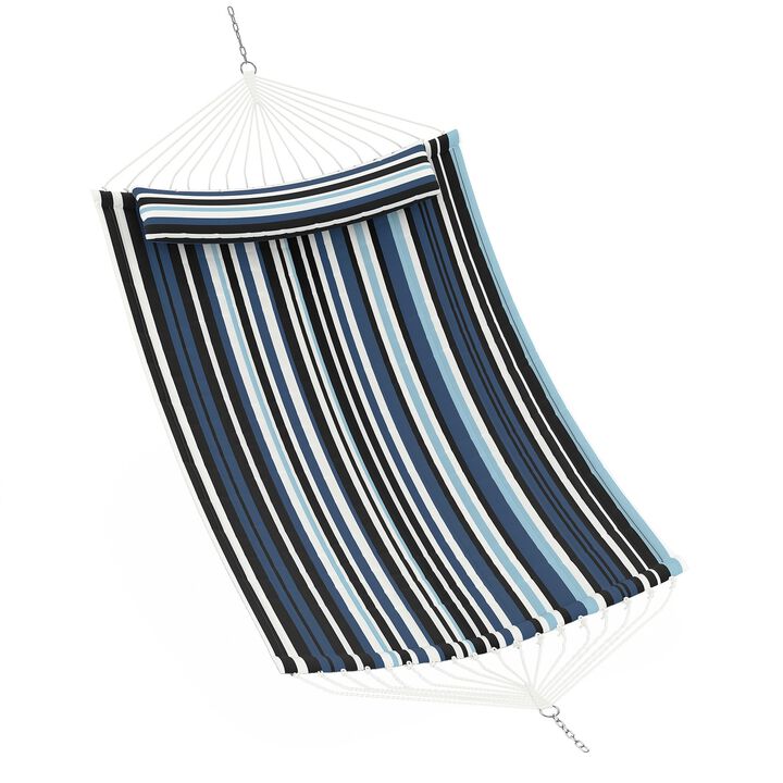 Double Quilted Hammock for 2 - Weather Resistant, Curved Bar, 12FT, 450 lbs, Backyard, Patio, Lawn