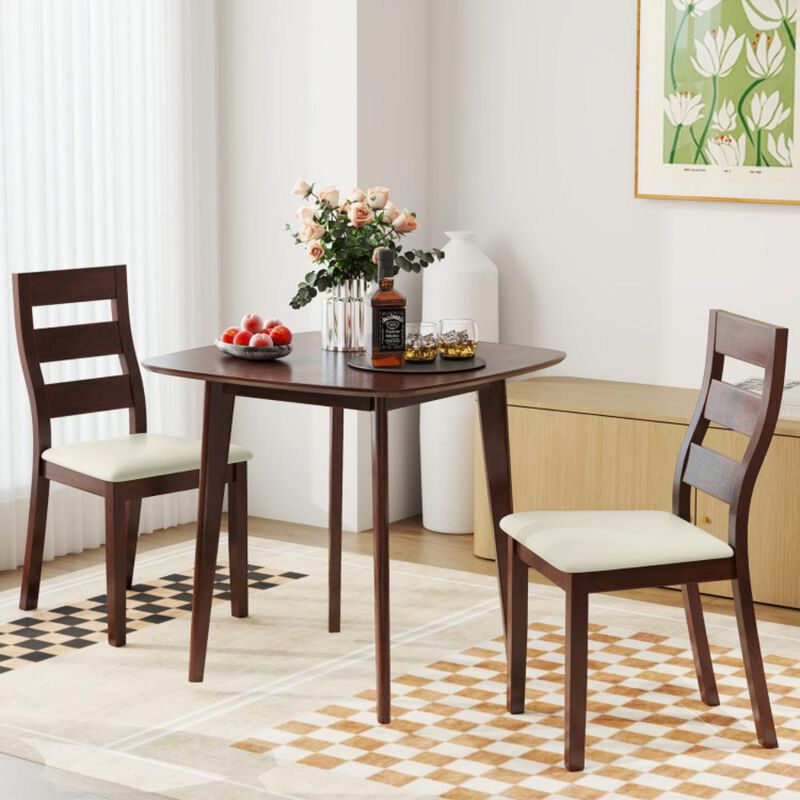 Hivvago 3-Piece Dining Table Set with Wooden Square Kitchen Table and 2 Chairs