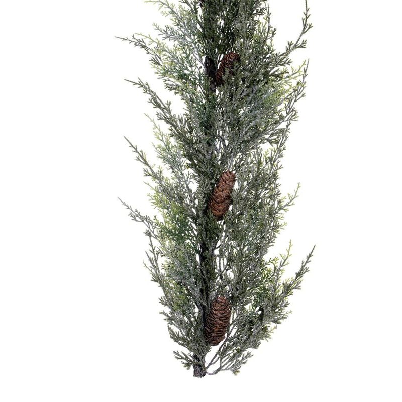 Vickerman 6' Artificial Snow Cedar Hanging Garland with Pinecones - Natural Looking Garland for Staircase or Mantel - Comes with Artificial Pinecones - Reliable and Durable image number 3