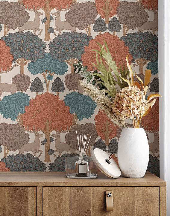 Forest of Arden Apricot Deer Wallpaper