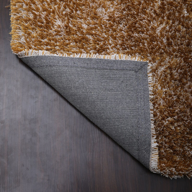 RUGSOTIC CARPETS HAND TUFTED SHAG POLYESTER ECO-FRIENDLY AREA RUGS  - 8'x10', Rectangle, Gold , Solid Plain Design, High Pile Thick Handmade Anti Skid Area Rugs for Living Room, Bed Room K00111 image number 7
