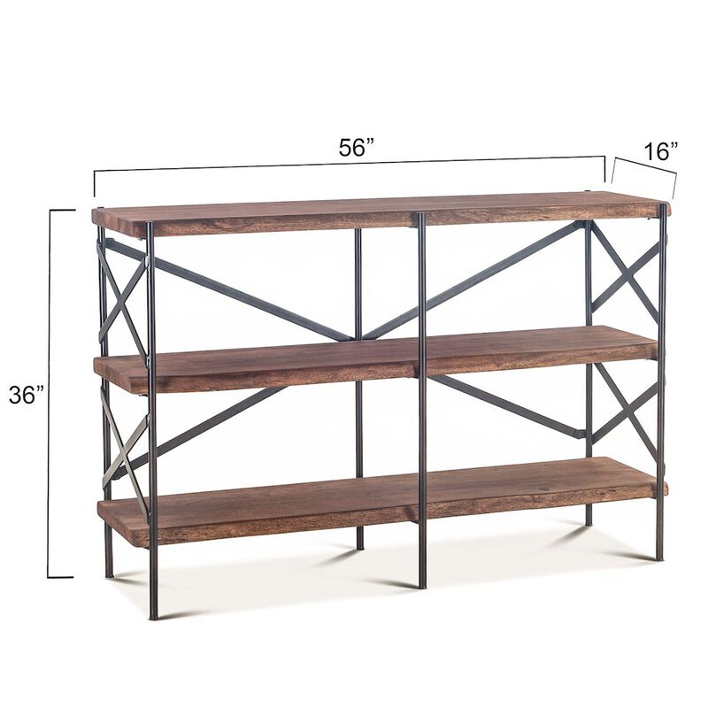 World Interiors Blayne 56-Inch Horizontal Live Edge Bookshelf