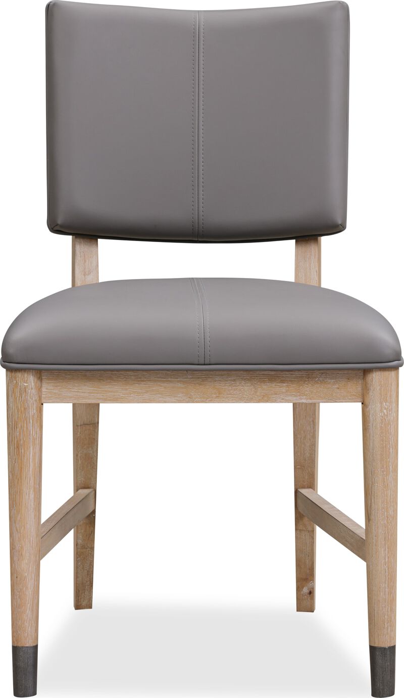 Franklin Dining Chair in Au Natural and Gray Leather - Set of 2