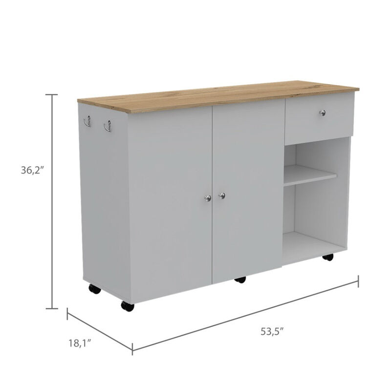 Kitchen Island Cart Indiana, Kitchen, White / Light Oak