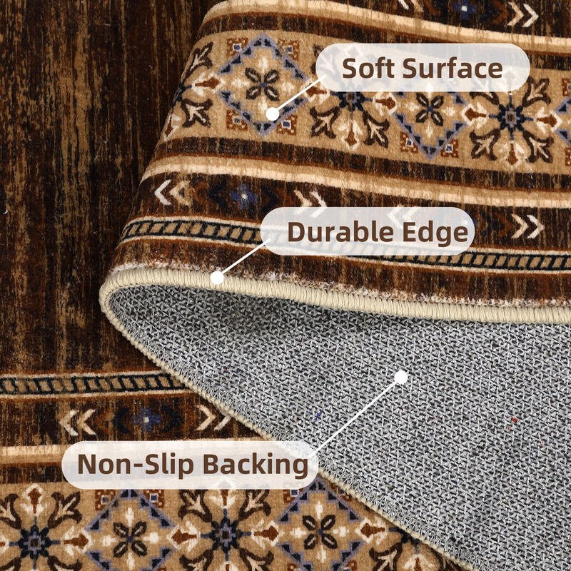 2x6 FT Modern Washable Runner Rug Non Slip Bordered Solid Area Rugs Washable Kitchen Mats Bedside Rug image number 5