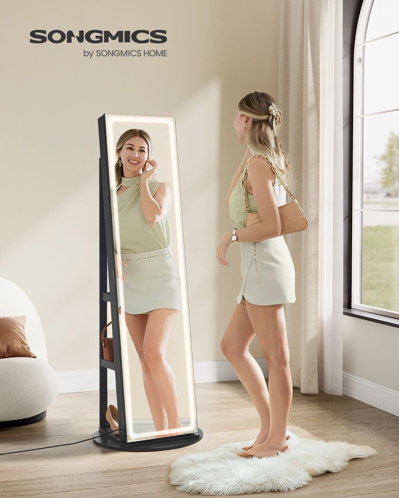 LED Mirror Jewelry Cabinet with Stand for Elegant and Functional Storage