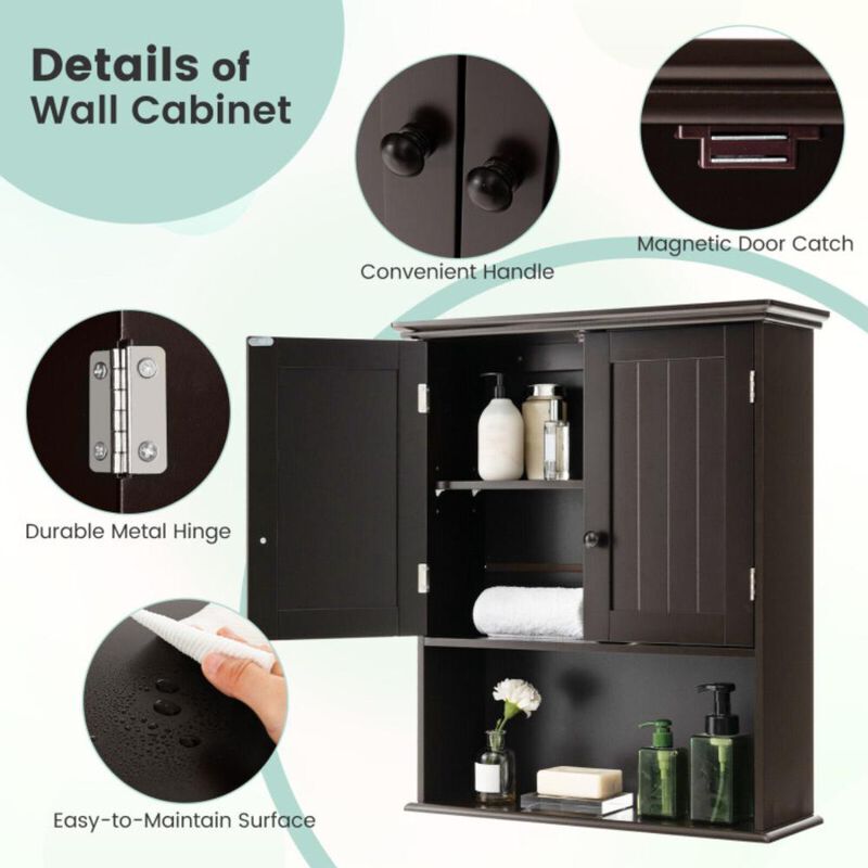 Hivvago 2-Door Wall Mount Bathroom Storage Cabinet with Open Shelf