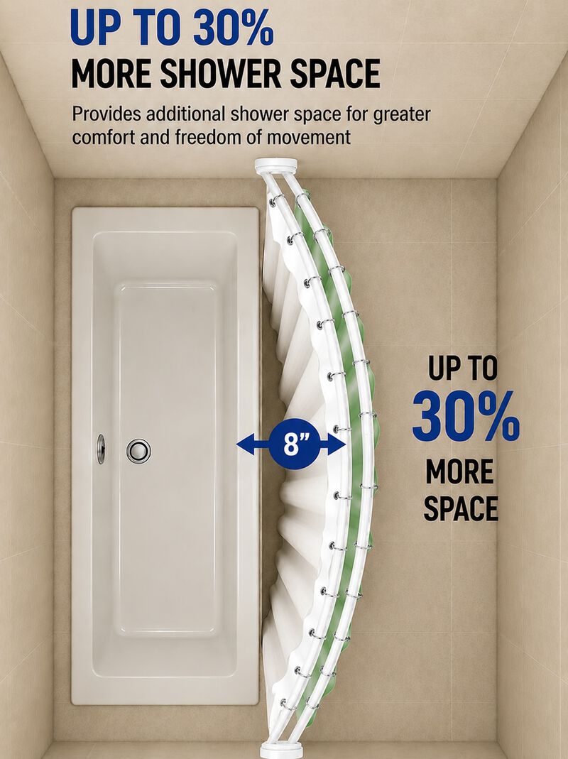 Signature Aluminum Series Double Curved Shower Curtain Rod image number 3