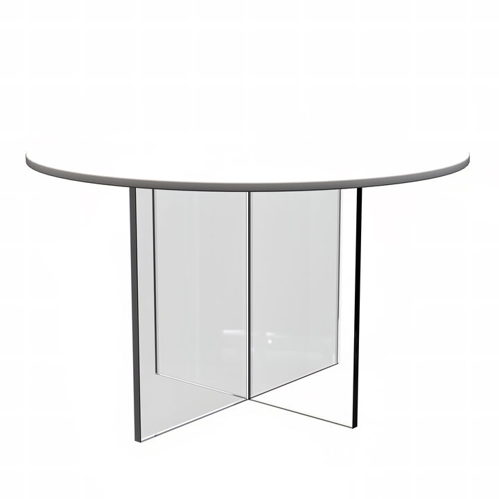 LeisureMod Coffee Table with Round Tabletop and Sturdy Acrylic Cross Base &ndash; Modern Accent Table for Living Room, Lounge, and Contemporary Spaces &ndash; Valore Series