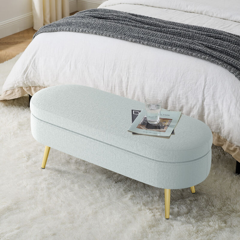 Merax Flannel Storage Ottoman with Metal Legs & Hardwood Frame &ndash; Soft Footstool/Seat with Hidden Storage image number 3