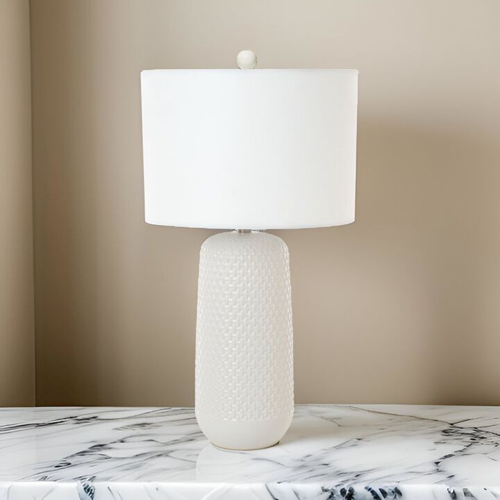 Lux Lighting Marlin 30 White Ceramic Table Lamp, (Set of 2)