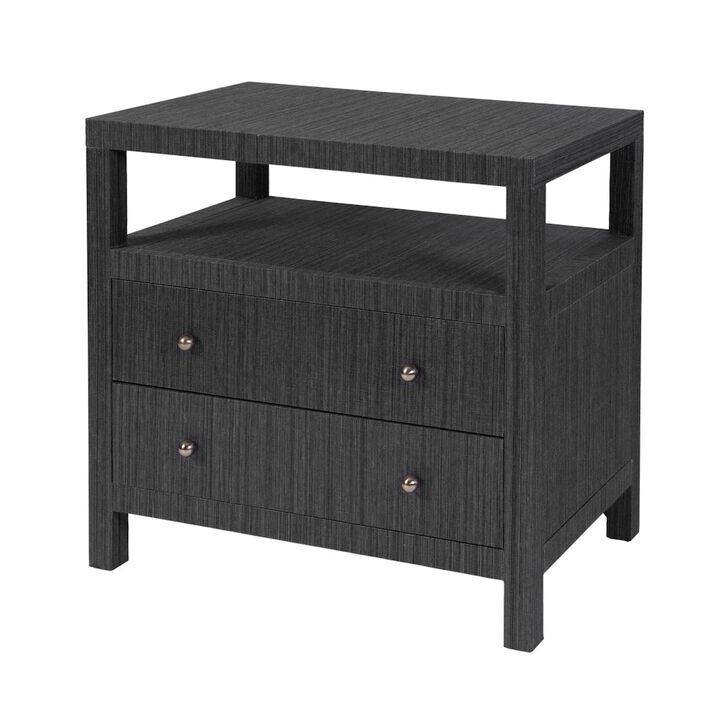Butler Specialty Nora 28 in. W Raffia 2 Drawer Nightstand with Top Open Shelf, Blue