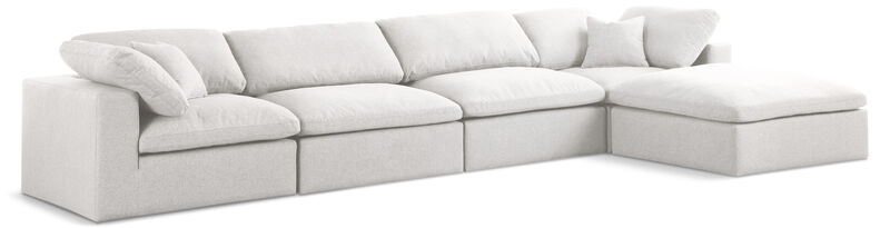 Meridian Furniture Serene Cream Linen Textured Fabric Deluxe Comfort Modular Sectional