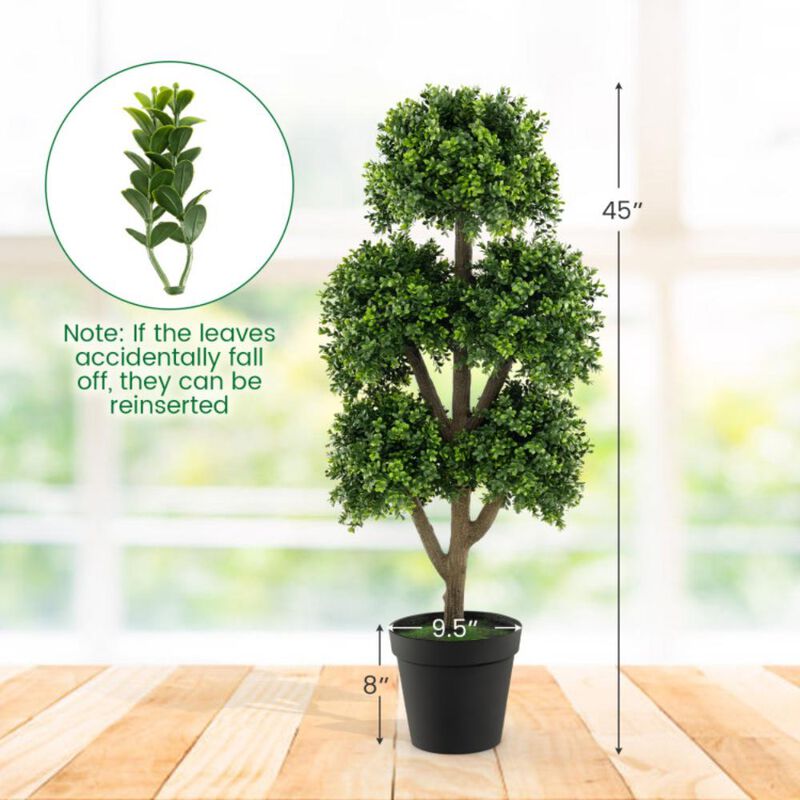 Hivvago 45 Inch Artificial Boxwood Topiary Ball Tree