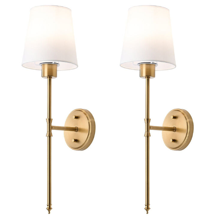 Rechargeable Battery Wall Lights Set of 2 with Remote, 30 Modes & 12 RGB Colors-Gold
