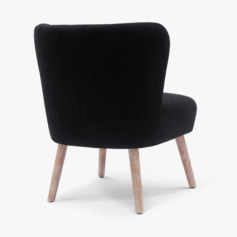 WestinTrends Genevieve Mid-Century Boucle Accent Chair with Ottoman Foot Stool Set