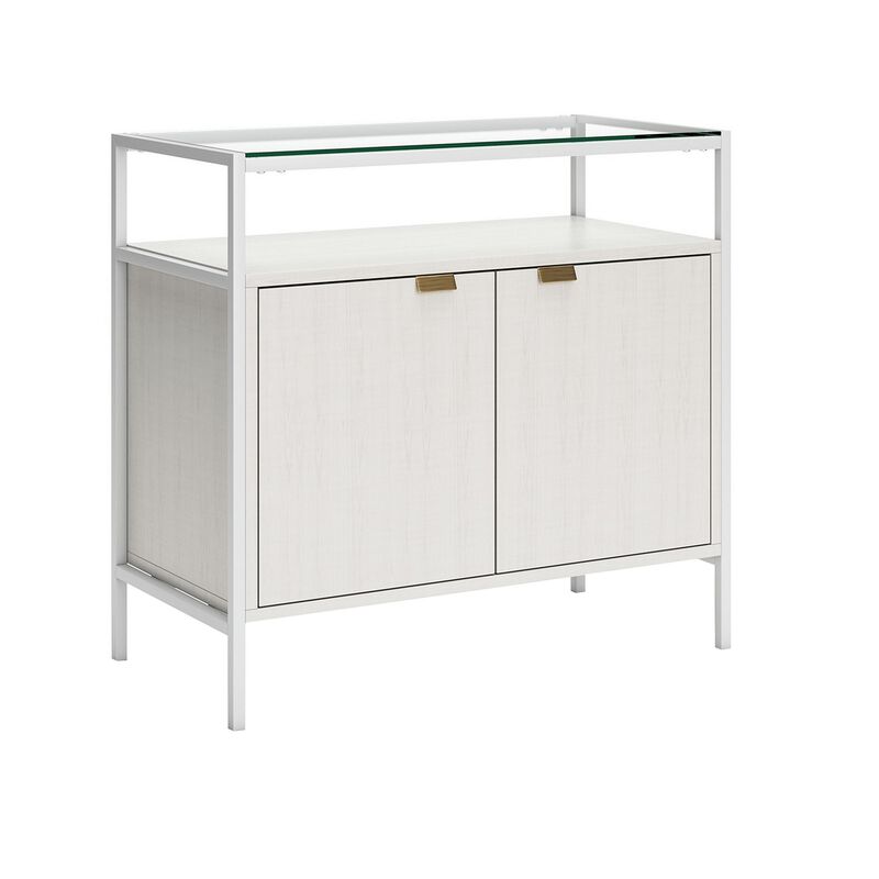 Deni 32 Inch Small Sideboard Bookcase, One Shelf and 2 Doors image number 1