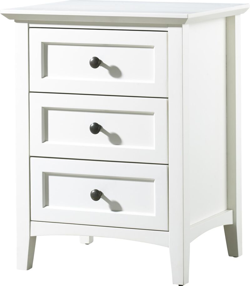 Paragon Three Drawer Nightstand in White