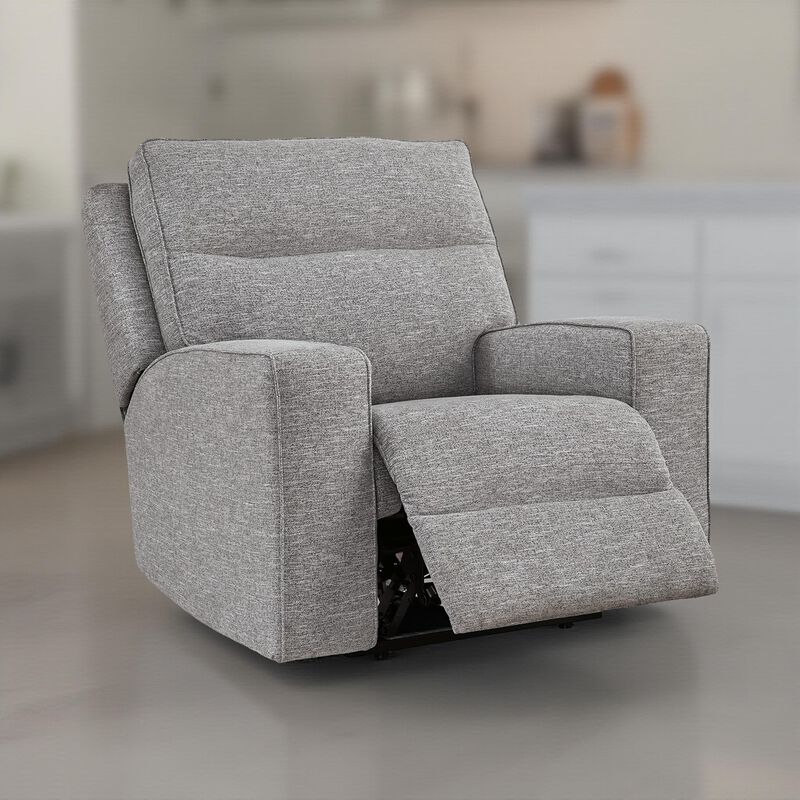 Cloe Power Recliner Chair, Adjustable Back, Gray Performance Nuvella - Benzara