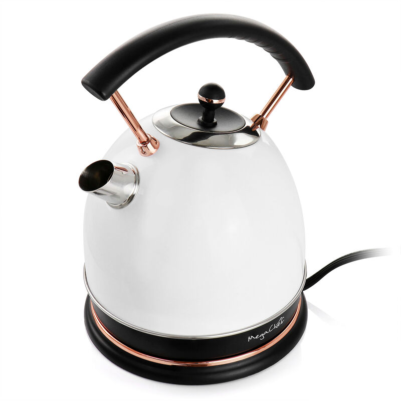 MegaChef 1.8 Liter Half Circle Electric Tea Kettle in White
